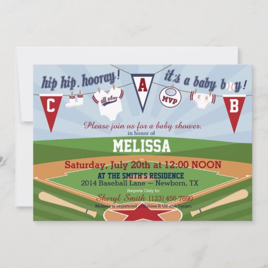 Baseball Sports Thmed Baby shower Kaart (Voorkant)
