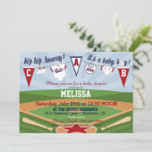 Baseball Sports Thmed Baby shower Kaart (Staand voorkant)
