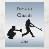 Baseball Sports Vin Étiquette Bleu (Étiquettes simples)