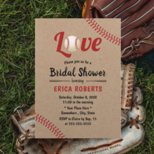 Baseball Sports Wedding Rustic Kraft Vrijgezellenf Kaart