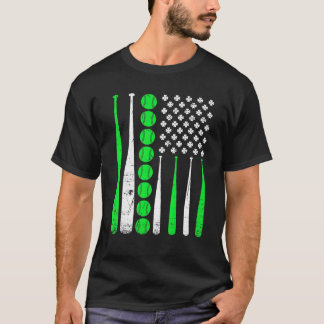 Baseball St Patricks Day American Flag Sha T-shirt