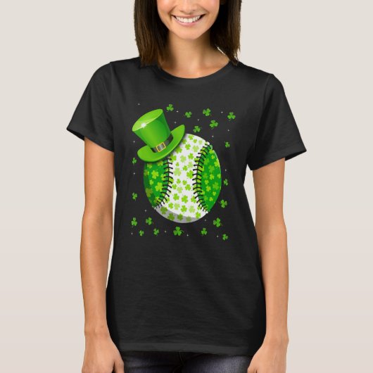 Baseball St Patricks Day Leprechaun Shamrock Irish T-shirt (Voorkant)