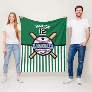 Baseball ⚾ Star - Donkerblauw en groen Fleece Deken