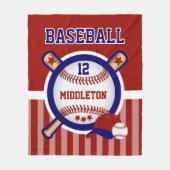 Baseball Star in donkerrood en blauw Fleece Deken (Voorkant)