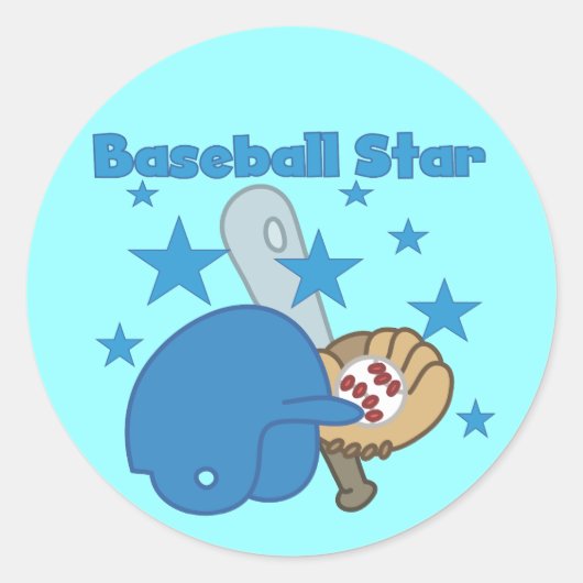 Baseball Star-Stickers Ronde Sticker (Voorkant)