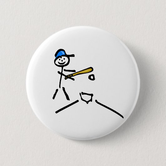 Baseball Stick Figuur Ronde Button 5,7 Cm (Voorkant)