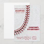 Baseball Stitch Birthday-uitnodigingen Kaart (Voorkant / Achterkant)