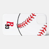Baseball Stitches Monogram en Team Number Case-Mate iPhone Case (Achterkant (horizontaal))