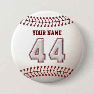 Baseball Stitches Player Number 44 en Custom Name Ronde Button 7,6 Cm