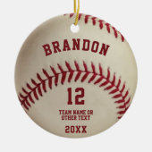  Baseball Stitching Foto gepersonaliseerd Keramisch Ornament (Voorkant)