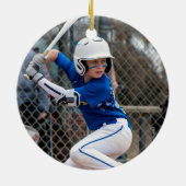  Baseball Stitching Foto gepersonaliseerd Keramisch Ornament (Achterkant)