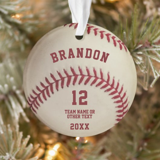  Baseball Stitching Foto gepersonaliseerd Ornament (Boom)