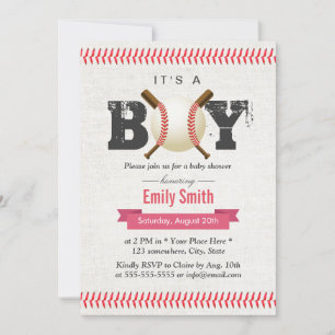 Baseball Stitching Het is een Baby shower van de J Kaart