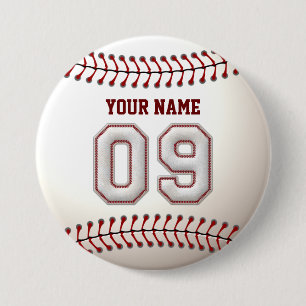 Baseball Stittiters Player Number 9 en Custom Name Ronde Button 7,6 Cm