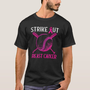 Baseball Strike Out Breast Cancer Roze Man T-shirt