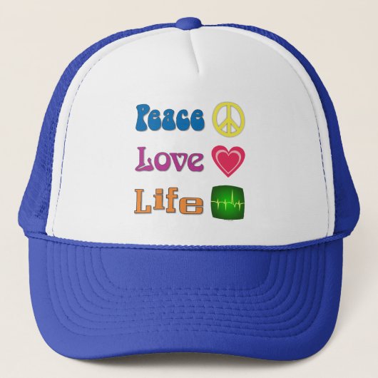 Baseball-style hat to promote life, & more. trucker pet (Voorkant)