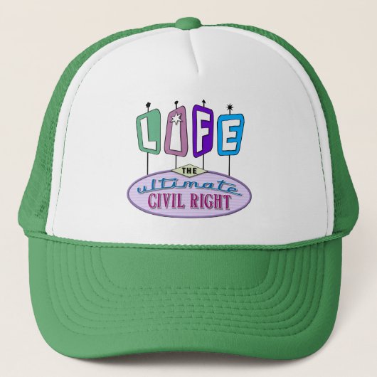Baseball-style hat with a pro-life message. trucker pet (Voorkant)