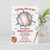 Baseball Swing On Over Boy Birthday Invitation (Debout devant)