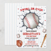 Baseball Swing On Over Boy Birthday Invitation (Devant / Derrière)