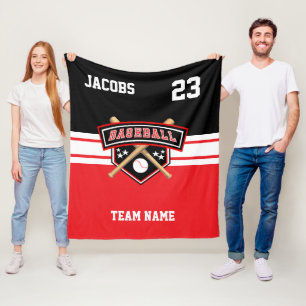 Baseball Symbol Team in Red, White en Black Fleece Deken