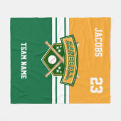 Baseball ⚾ Symbool Team in groen, goud en wit Fleece Deken (Voorkant (Horizontaal))
