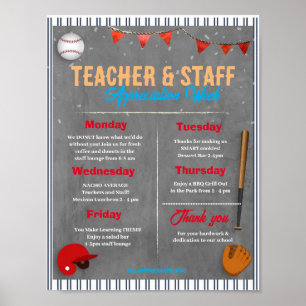 Baseball Teacher Personeel Waardering sjabloon Poster
