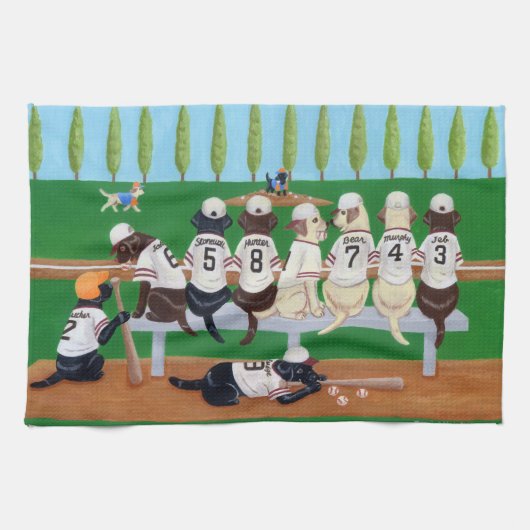 Baseball Team Labradors Theedoek (Horizontaal)