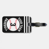 Baseball Team Name en Player Number Baseball Bag Bagagelabel (Achterkant horizontaal)
