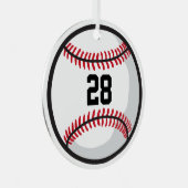 Baseball Team Speler Wit Rood Zwart Custom Fun Metalen Ornament (Voorkant Rechts)