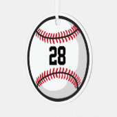 Baseball Team Speler Wit Rood Zwart Custom Fun Metalen Ornament (Voorkant links)