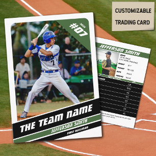 Baseball Team Trading Kaart Gift Groen Wit Contactkaartje