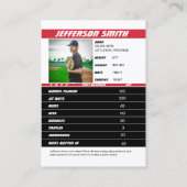 Baseball Team Trading Kaart Gift Rood Wit Contactkaartje (Achterkant)