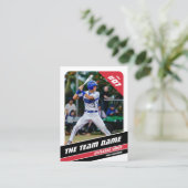 Baseball Team Trading Kaart Gift Rood Wit Contactkaartje (Staand voorkant)