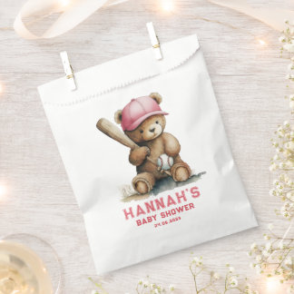 Baseball Teddy Bear Personalized Girl Baby Shower Bedankzakje