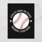 Baseball Teken met Team en Athlete Name modern Briefkaart (Voorkant)