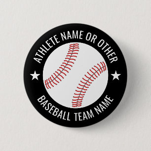 Baseball Teken met Team en Athlete Name modern Ronde Button 5,7 Cm