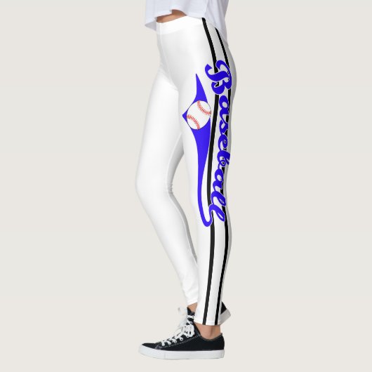 Baseball tekst met streep en ball print Leggings (Links)