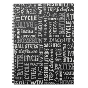 Baseball-termen op het alkbord notitieboek