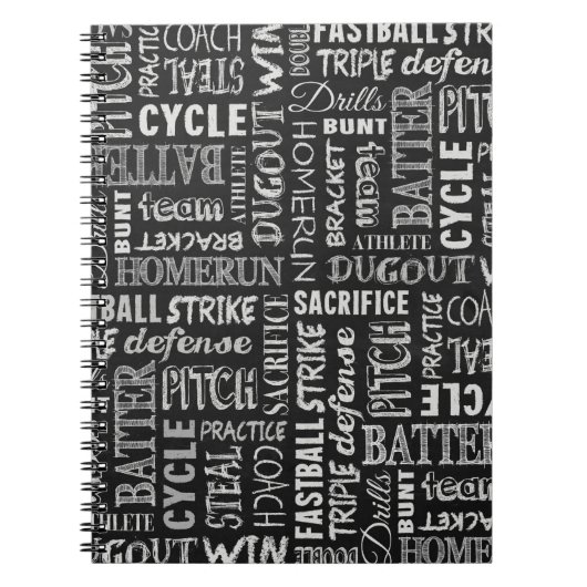 Baseball-termen op het alkbord notitieboek (Voorkant)