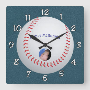 Baseball Textured Achtergrond foto personaliseren Vierkante Klok