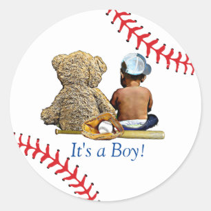 Baseball Thare Baby shower Etnic, zwart Ronde Sticker