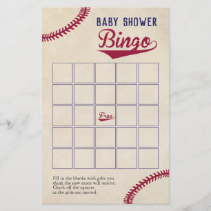 Baseball Thema Baby shower Bingo Game Flyer