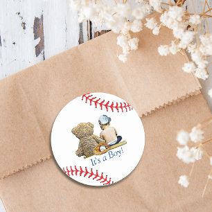 Baseball thema Baby shower Ronde Sticker