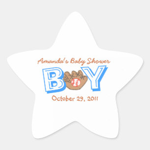 Baseball thema baby shower sticker — baby boy