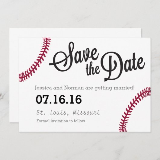 Baseball-thema Opslaan Datum Save The Date (Voorkant / Achterkant)
