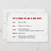 Baseball Thème Anniversaire Fête Invitation (Dos)