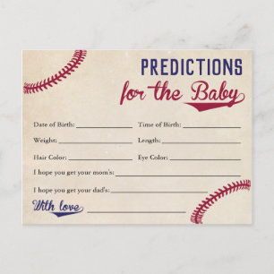 Baseball Theme Baby Predictions Cartes Baby shower