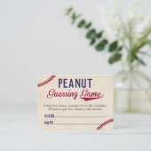 Baseball Theme Baby shower Peanut Guessing Game Visitekaartje (Staand voorkant)