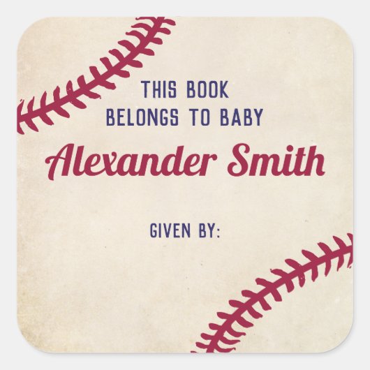 Baseball Theme Bookplate Stickers voor Baby shower (Voorkant)