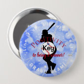 Baseball Theme Button Light Blue HAMbyWG (Voorkant /achterkant)